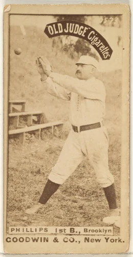 Phillips, 1st Base, Brooklyn, from the Old Judge series (N172) for Old Judge Cigarettes by Goodwin & Company, photograph, 1887-1890