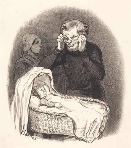 Un Père heureux by Honoré Daumier, print, 1846