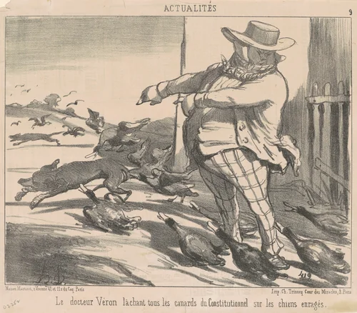 Le docteur Véron lachant tous les canards ... by Honoré Daumier, print, 1852
