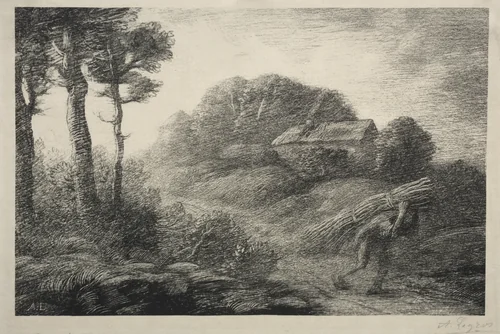 The Return of the Fagot Gatherer (2nd state) by Alphonse Legros, print, 1857-1911