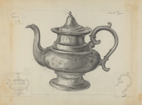 Pewter Teapot by Janet Riza, index of american design, 1936