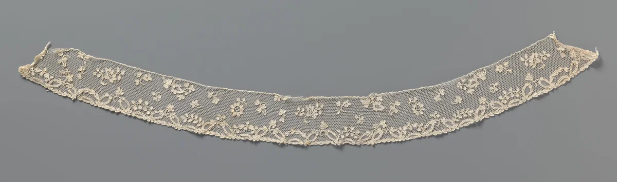 Strook naaldkant met bloemenstrooipatroon en spitsovaaltjes by anonymous, other, 1775-1799