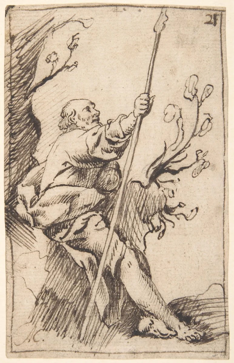 Figure of St. James the Great Seated in a Landscape by Antonio del Castillo y Saavedra, drawing, 1616-1668
