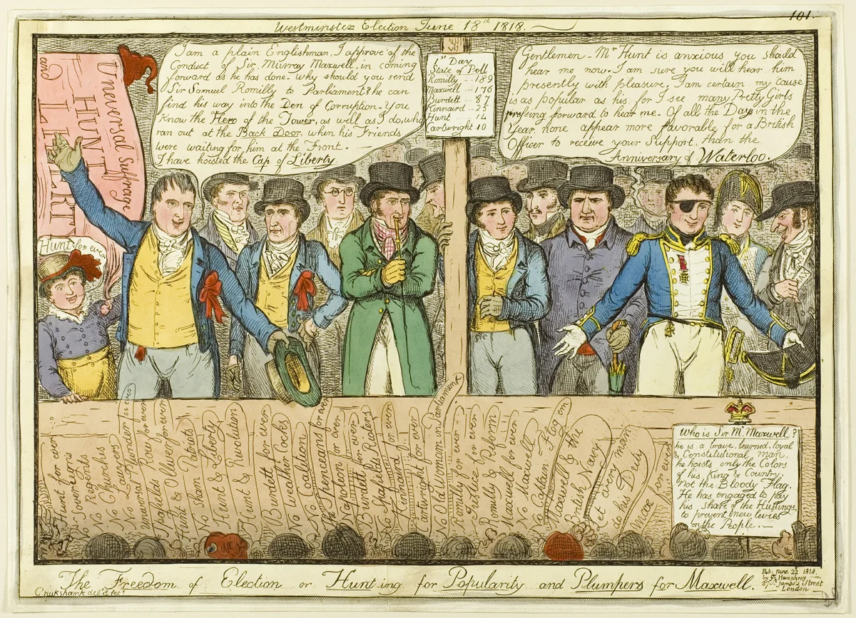The Freedom of Election by Isaac Robert Cruikshank, print, 1818
