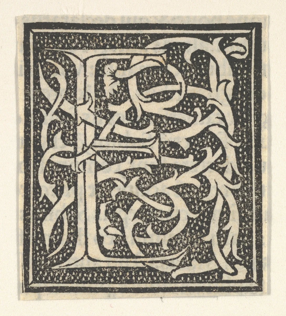 Initial letter E on patterned background by anonymous, print, 1520