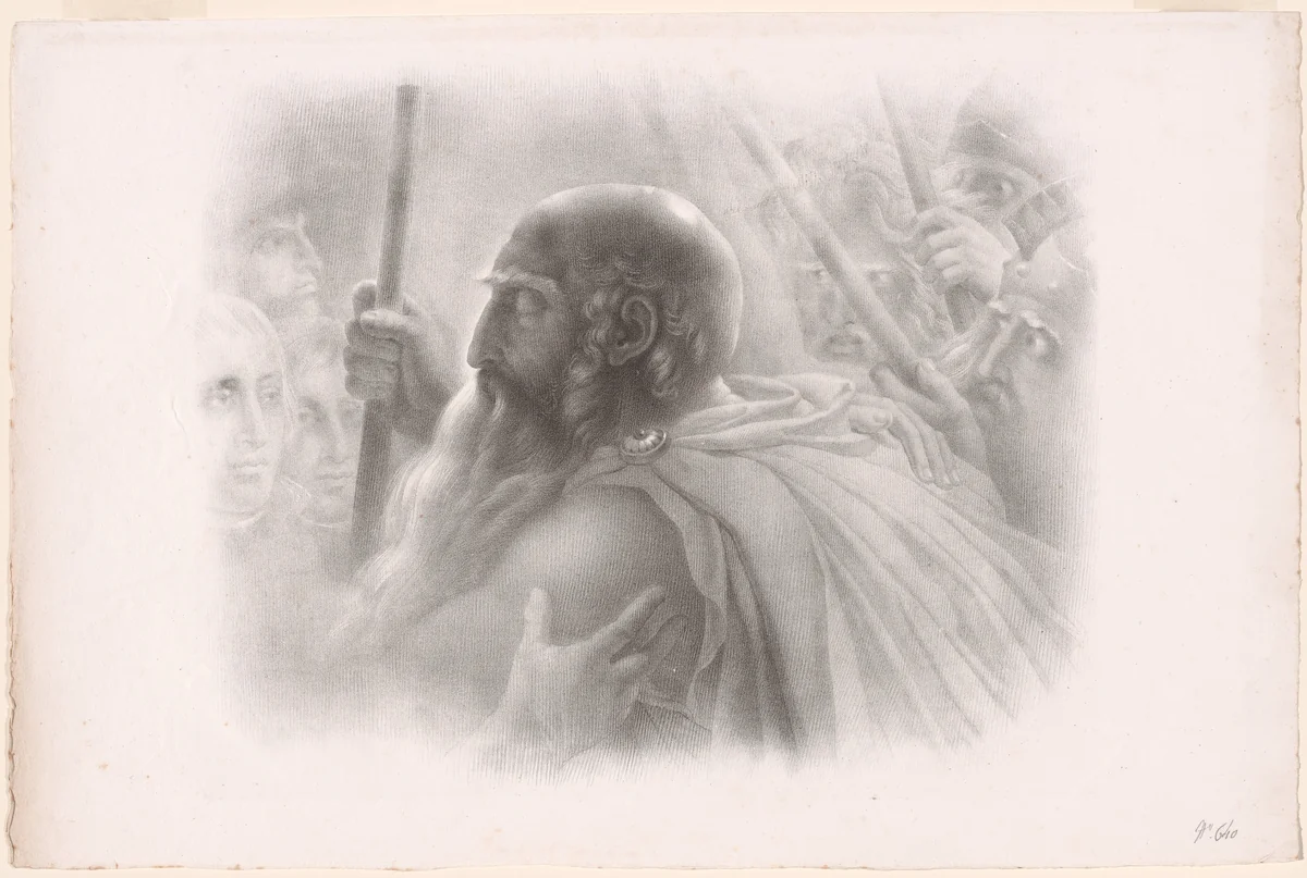 Hoche, Joubert, and Ossian [Ossian Receiving the Shades of French Heroes] by Hyacinthe-Louis-Victor-Jean-Baptiste Aubry-Lecomte, print, 1821