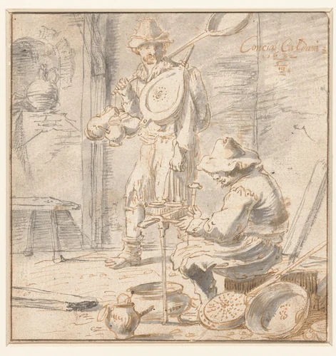 Twee ketellappers by anonymous, drawing, 1632