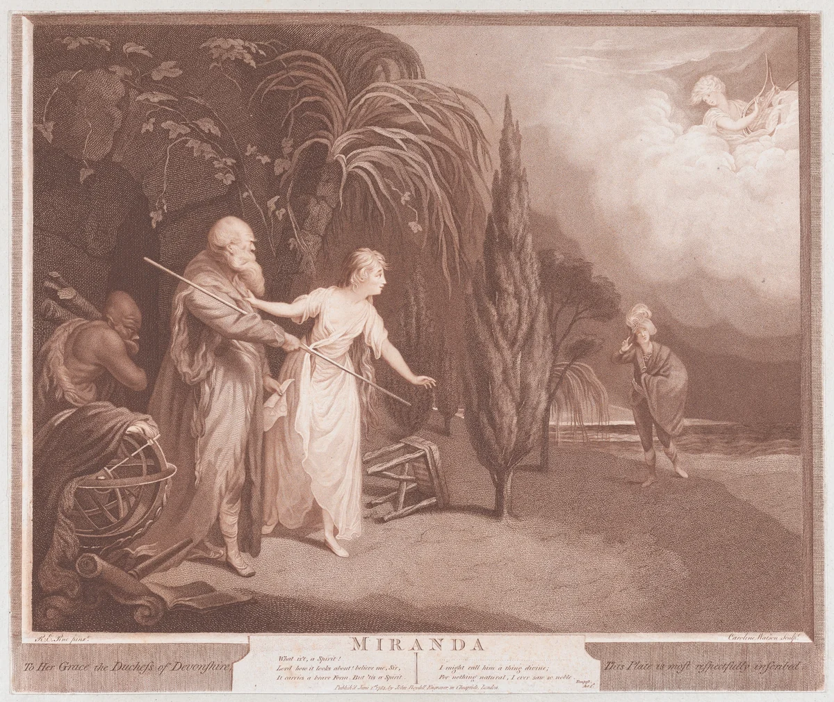 Miranda (Shakespeare, The Tempest, Act 1, Scene 2) by Caroline Watson, print, 1784