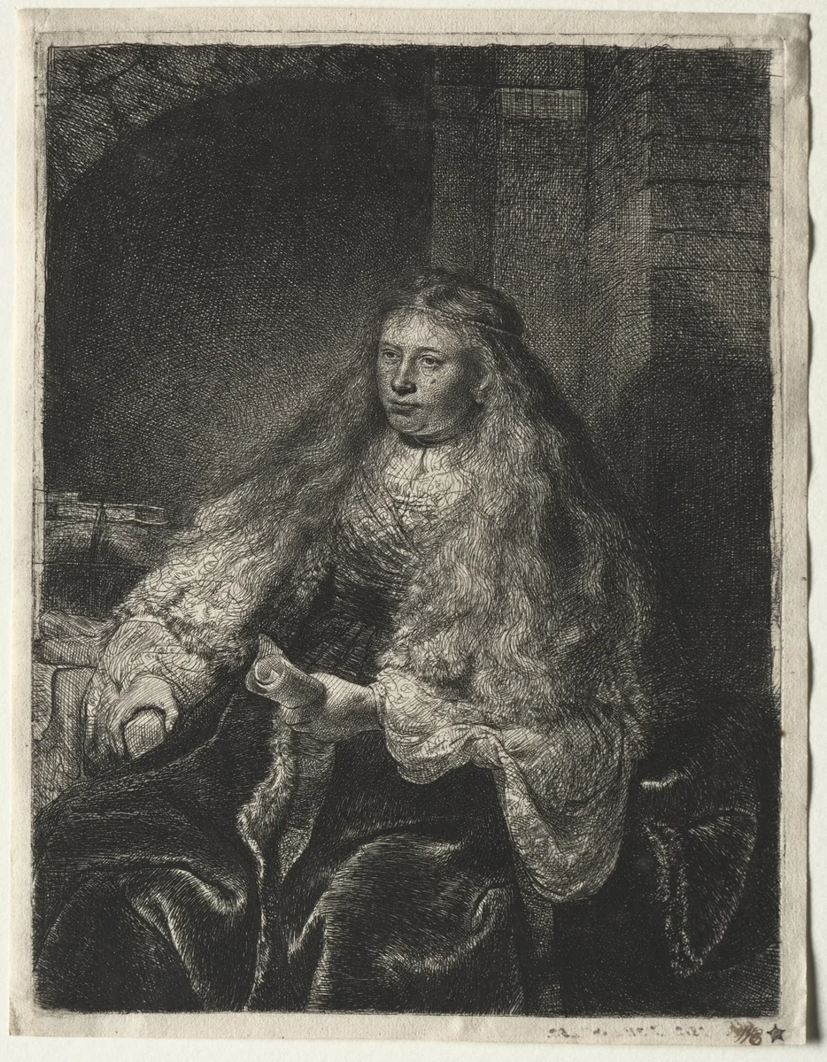 The Great Jewish Bride by Rembrandt van Rijn, print, 1634