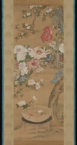 Flowers and Goldfish by Sō Shizan, painting, 1733-1799