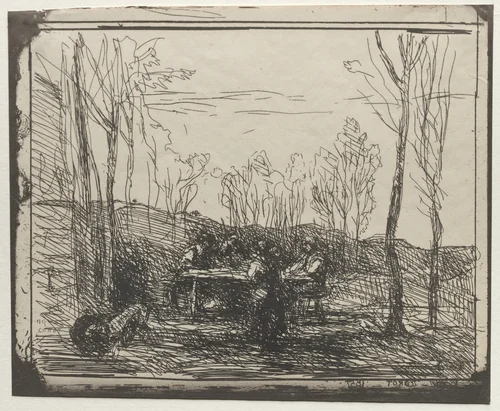Breakfast in a Glade by Jean-Baptiste-Camille Corot, print, 1921