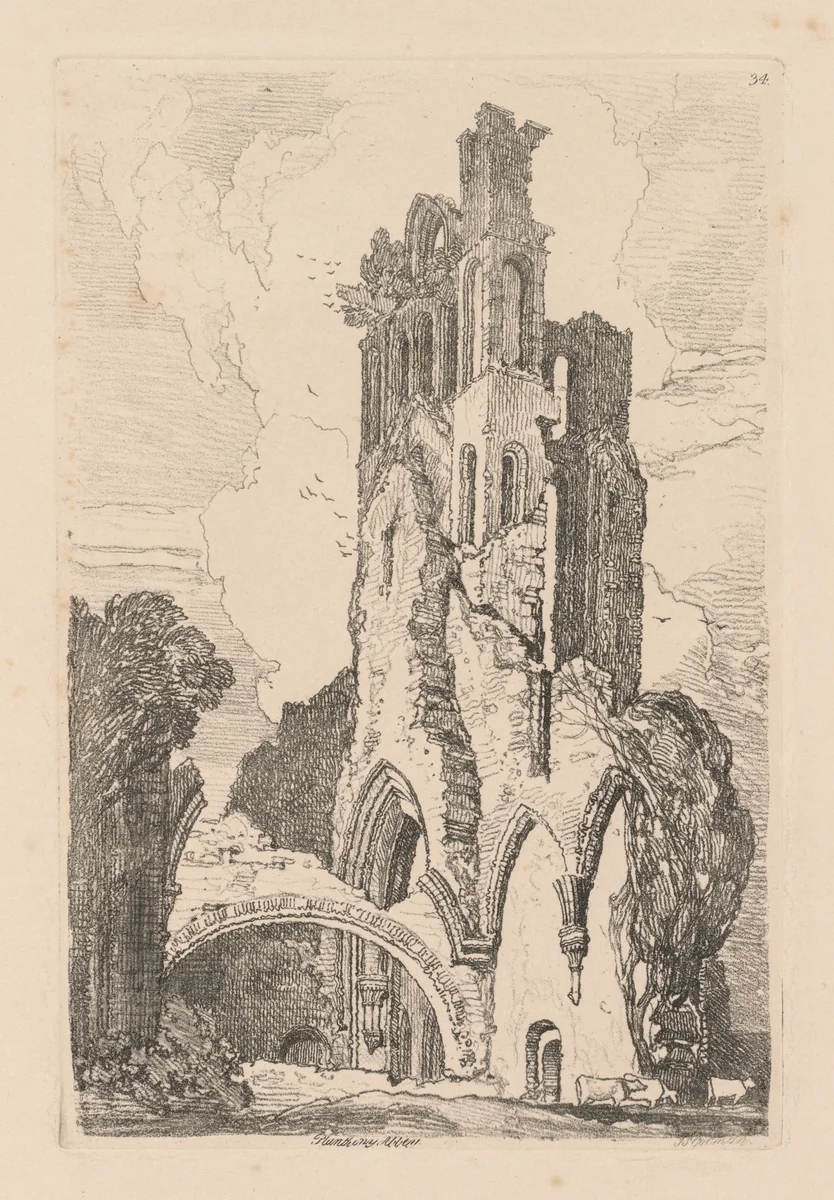Liber Studiorum: Plate 34, Llanathony Abbey, Monmouthshire by John Sell Cotman, book, 1838
