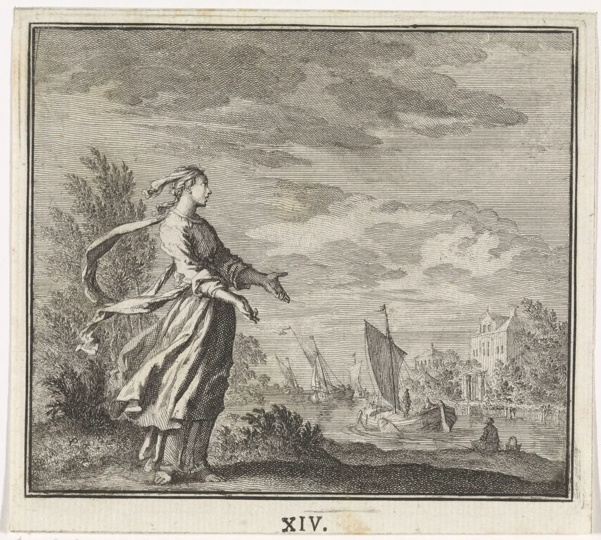 Embleem: wind by Jan Luyken, print, 1695-1705