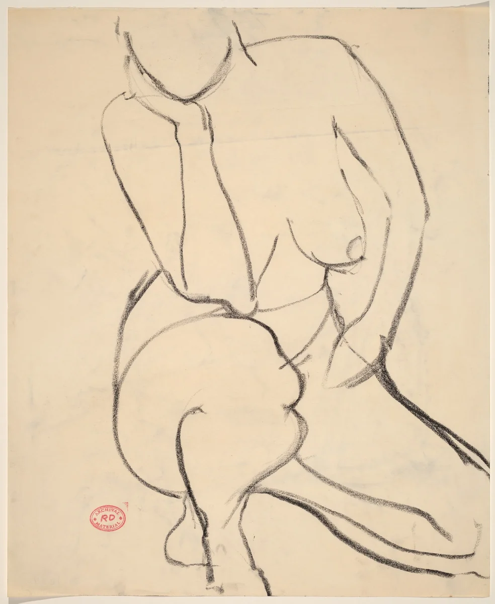 Untitled [kneeling female nude] by Richard Diebenkorn, drawing, 1955-1967
