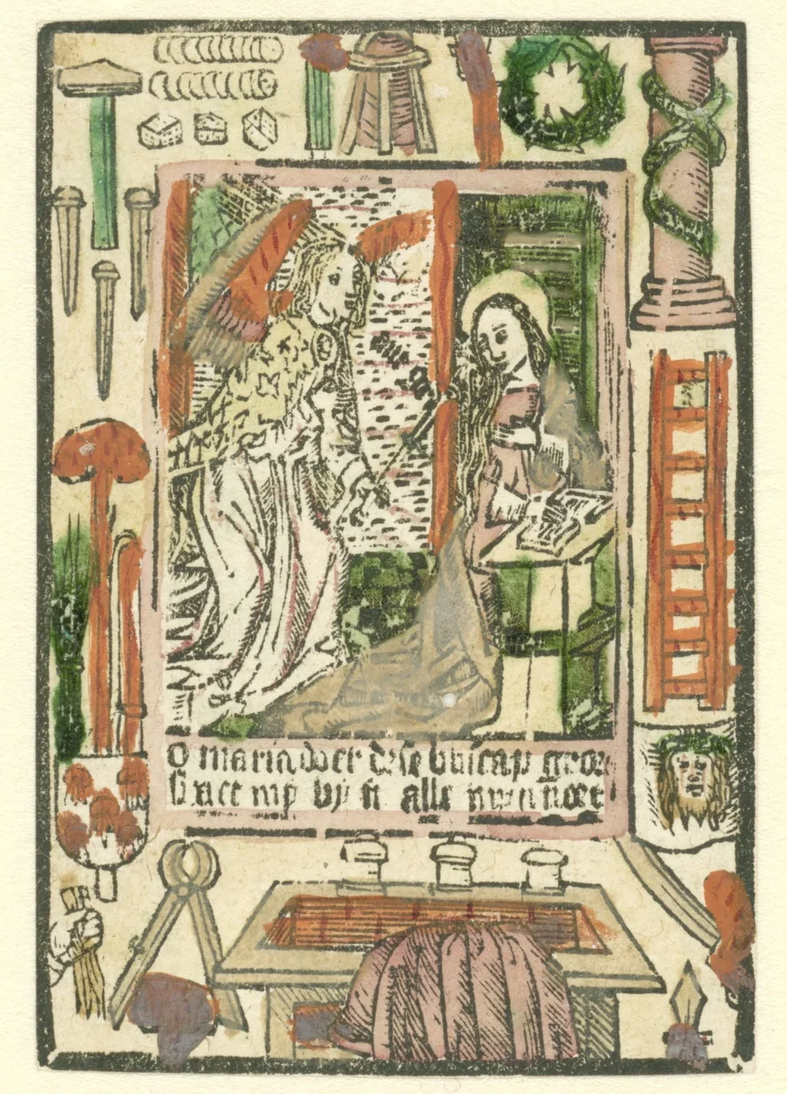 Annunciatie by anonymous, print, 1490-1510