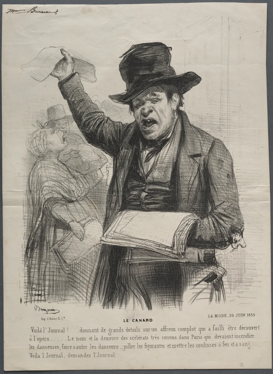 The Rag: Here is the daily newspaper! by Benjamin, print, 1839