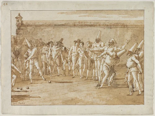 The Game of Bowls by Giovanni Domenico Tiepolo, drawing, 1797-1804