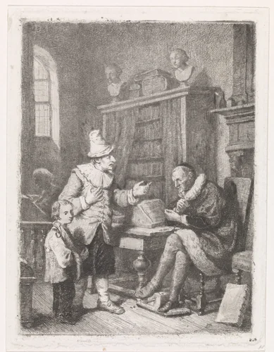 Bij de advocaat by David van der Kellen, print, 1837-1882