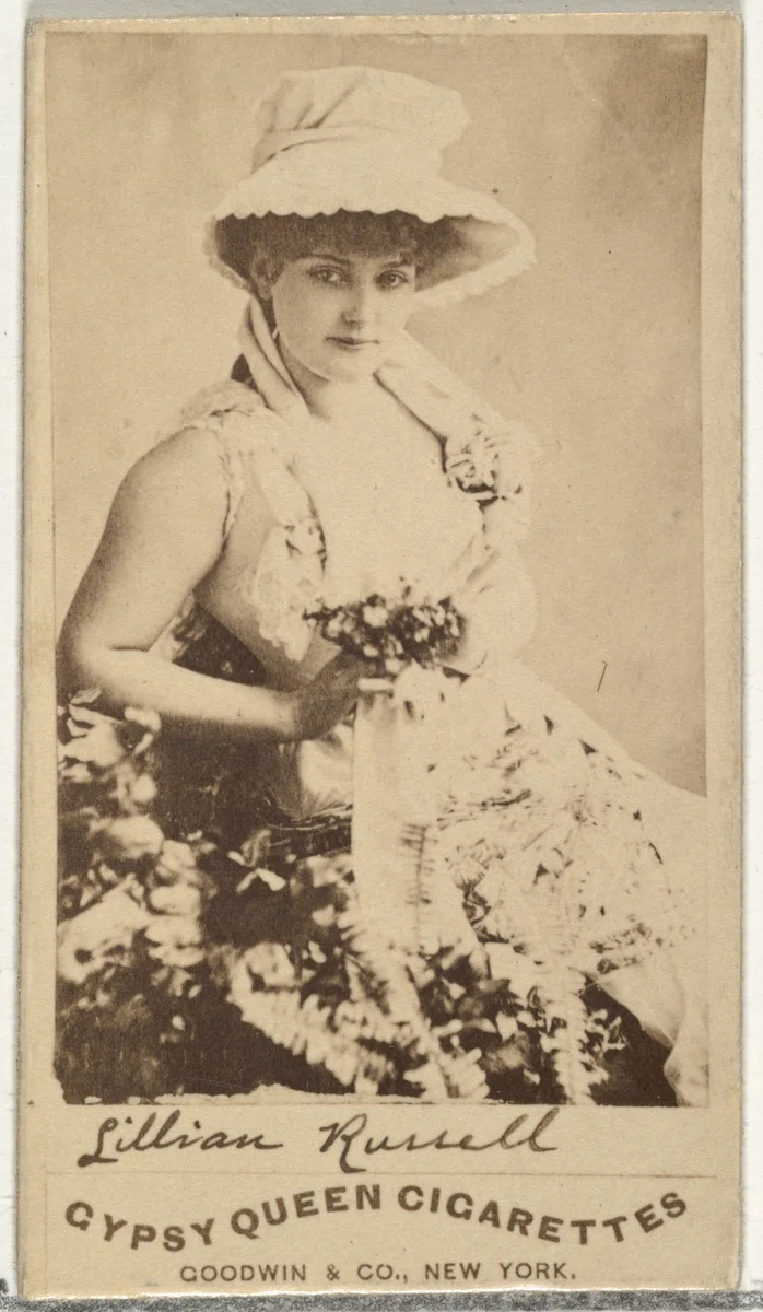 Lillian Russell, from the Actors and Actresses series (N171) for Gypsy Queen Cigarettes by Goodwin & Company, photograph, 1886-1890