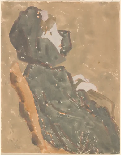 Seated Girl in a High Collared Cloak by Gwen John, drawing, 1876-1939
