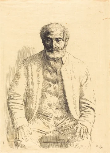 Old man seated (Vieillard assis) by Alphonse Legros, print, 1837-1911