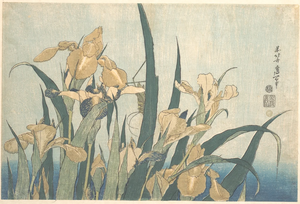 Grasshopper and Iris by Katsushika Hokusai (葛飾 北斎), print, 1824-1829