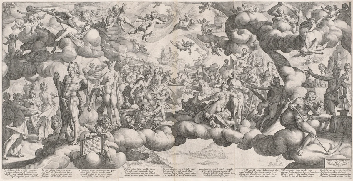 The Wedding of Cupid and Psyche by Hendrick Goltzius; Bartholomaeus Spranger, print, 1587