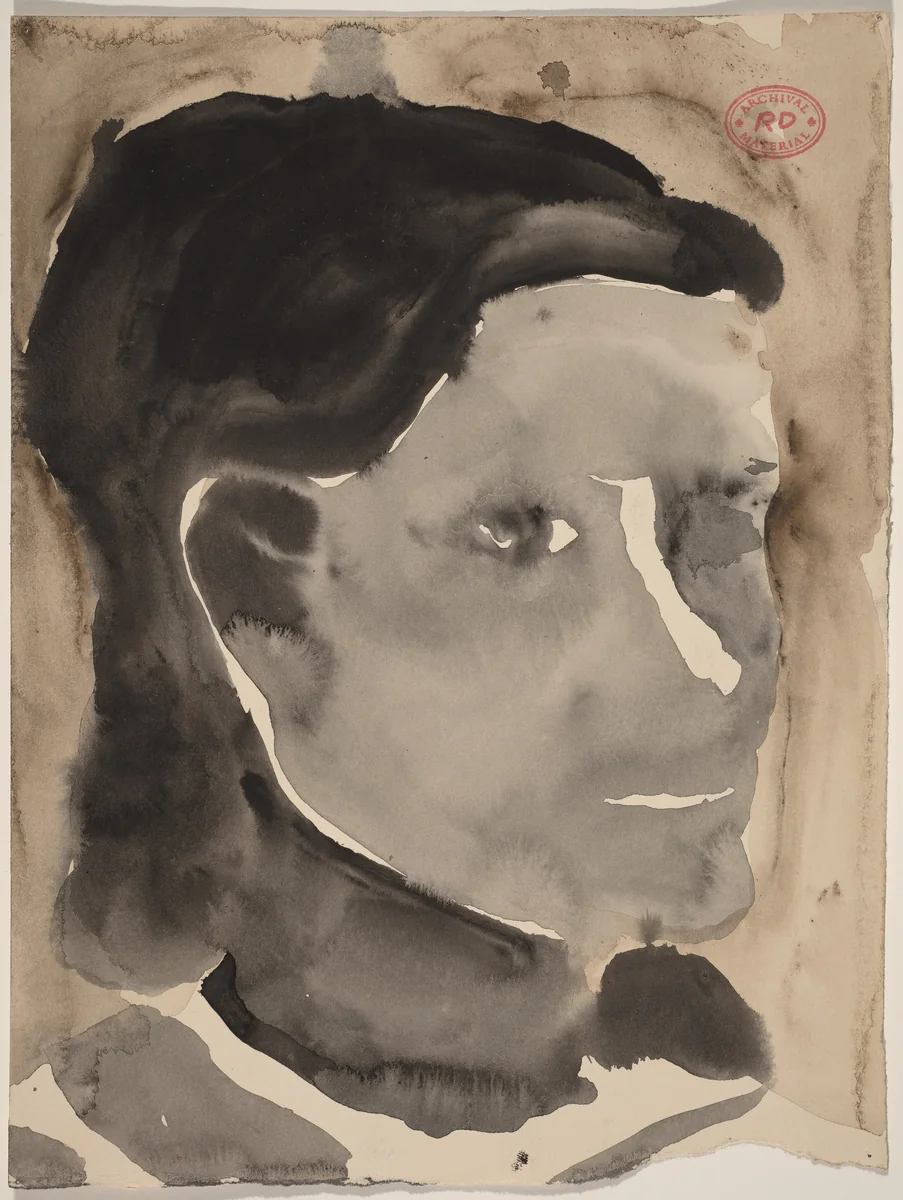 Untitled [head of a woman with dark hair] by Richard Diebenkorn, drawing, 1955-1967