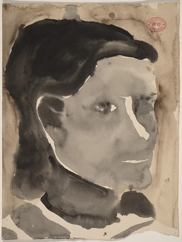 Untitled [head of a woman with dark hair] by Richard Diebenkorn, drawing, 1955-1967