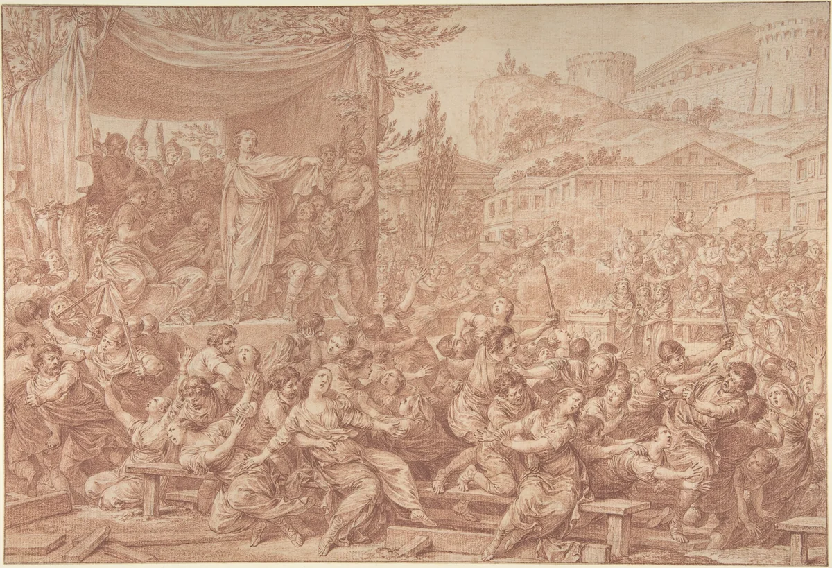 The Rape of the Sabine Women by Charles Nicolas Cochin II, drawing, 1781