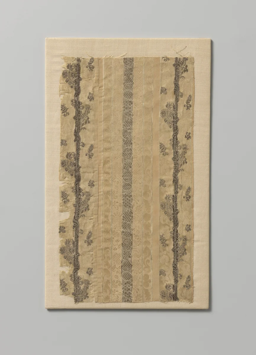 Fragment complex zijdeweefsel by anonymous, textile, 1660