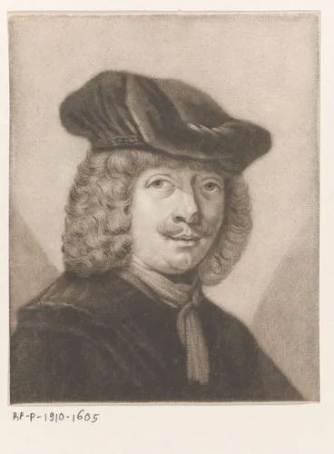 Portret van een onbekende man met een baret by anonymous, print, 1650-1800