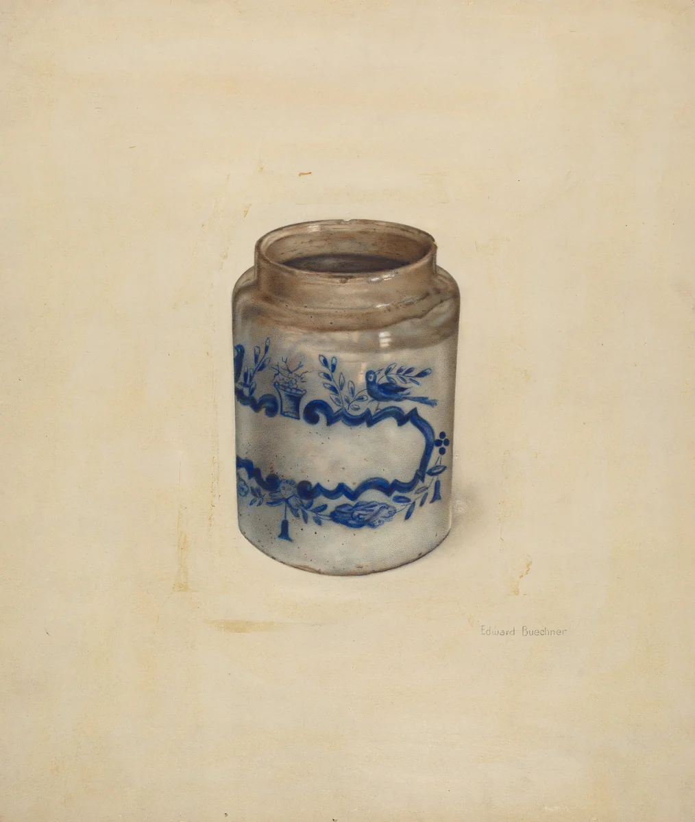 Stoneware Crock by Edward W. Buechner, index of american design, 1938