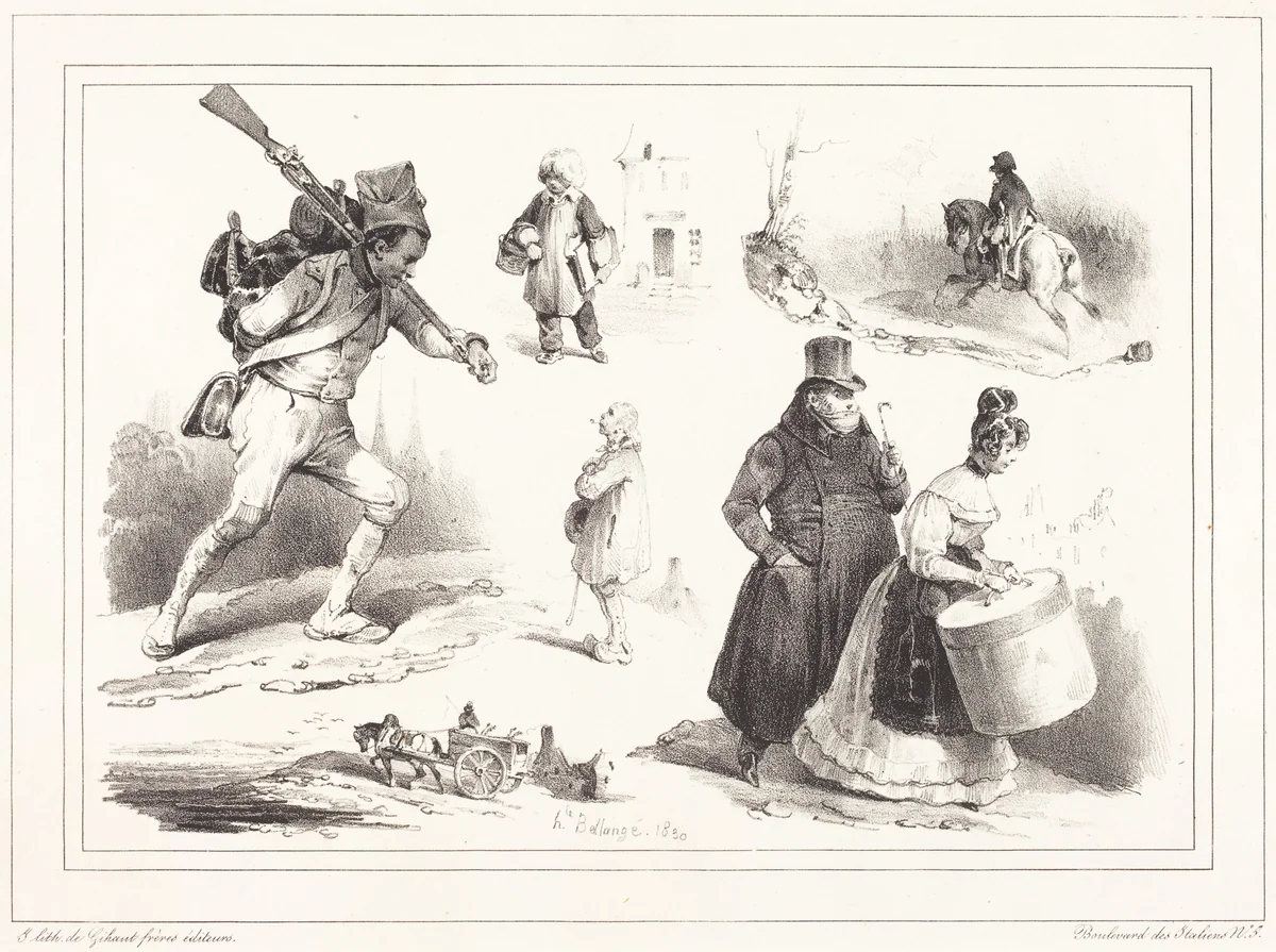 Social Vignettes by Hippolyte Bellangé, print, 1830