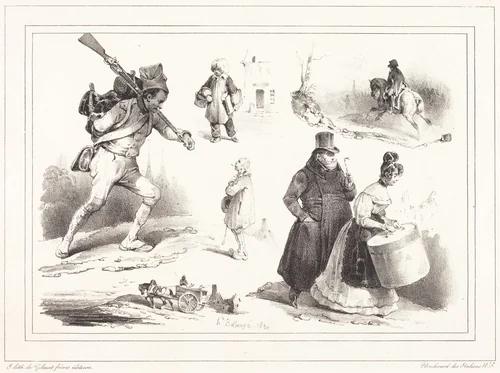 Social Vignettes by Hippolyte Bellangé, print, 1830