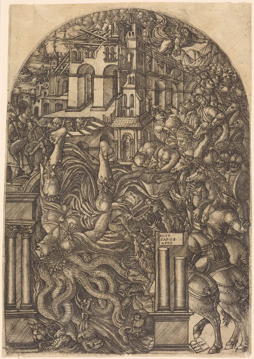 The Fall of Babylon by Jean Duvet, print, 1546-1556