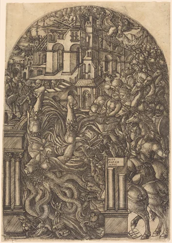 The Fall of Babylon by Jean Duvet, print, 1546-1556