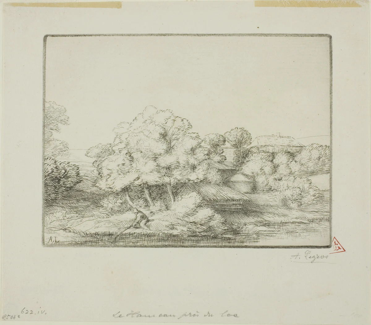 The Hamlet by the Lake by Alphonse Legros, print, 1898-1908