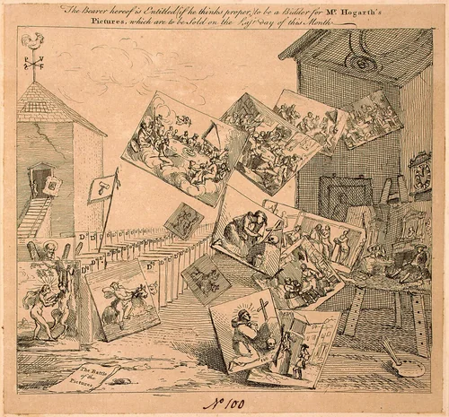 The Battle of the Pictures by William Hogarth, print, 1744-1745