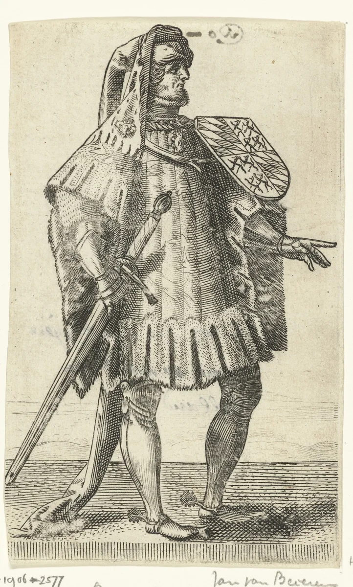 Portret van Jan van Beieren by Adriaen Matham, print, 1620