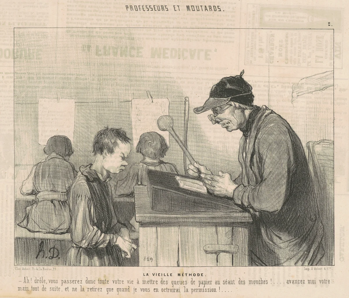 La vielle méthode by Honoré Daumier, print, 1845