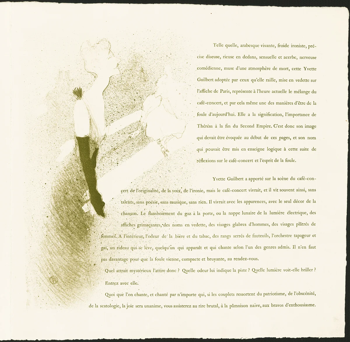 Yvette Guilbert by Henri de Toulouse-Lautrec, print, 1894