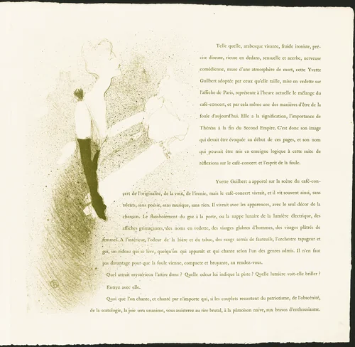 Yvette Guilbert by Henri de Toulouse-Lautrec, print, 1894