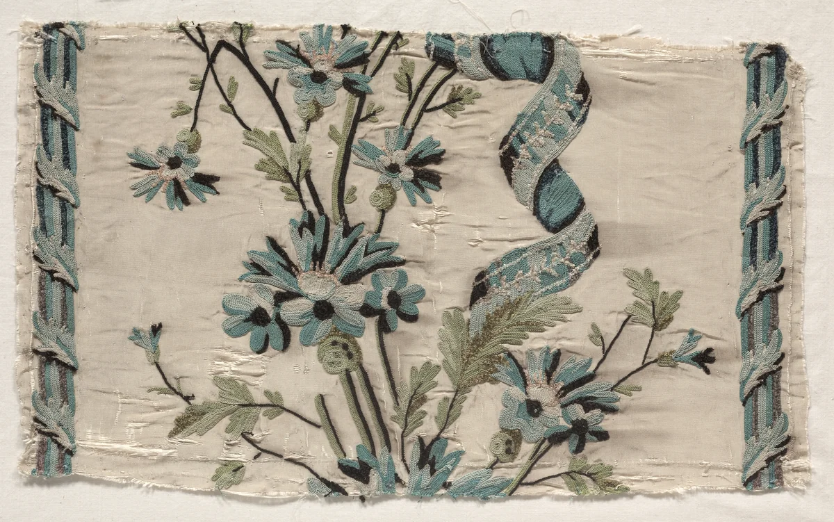 Two Pieces of Embroidery by Philippe de Lasalle, textile, 1723-1774