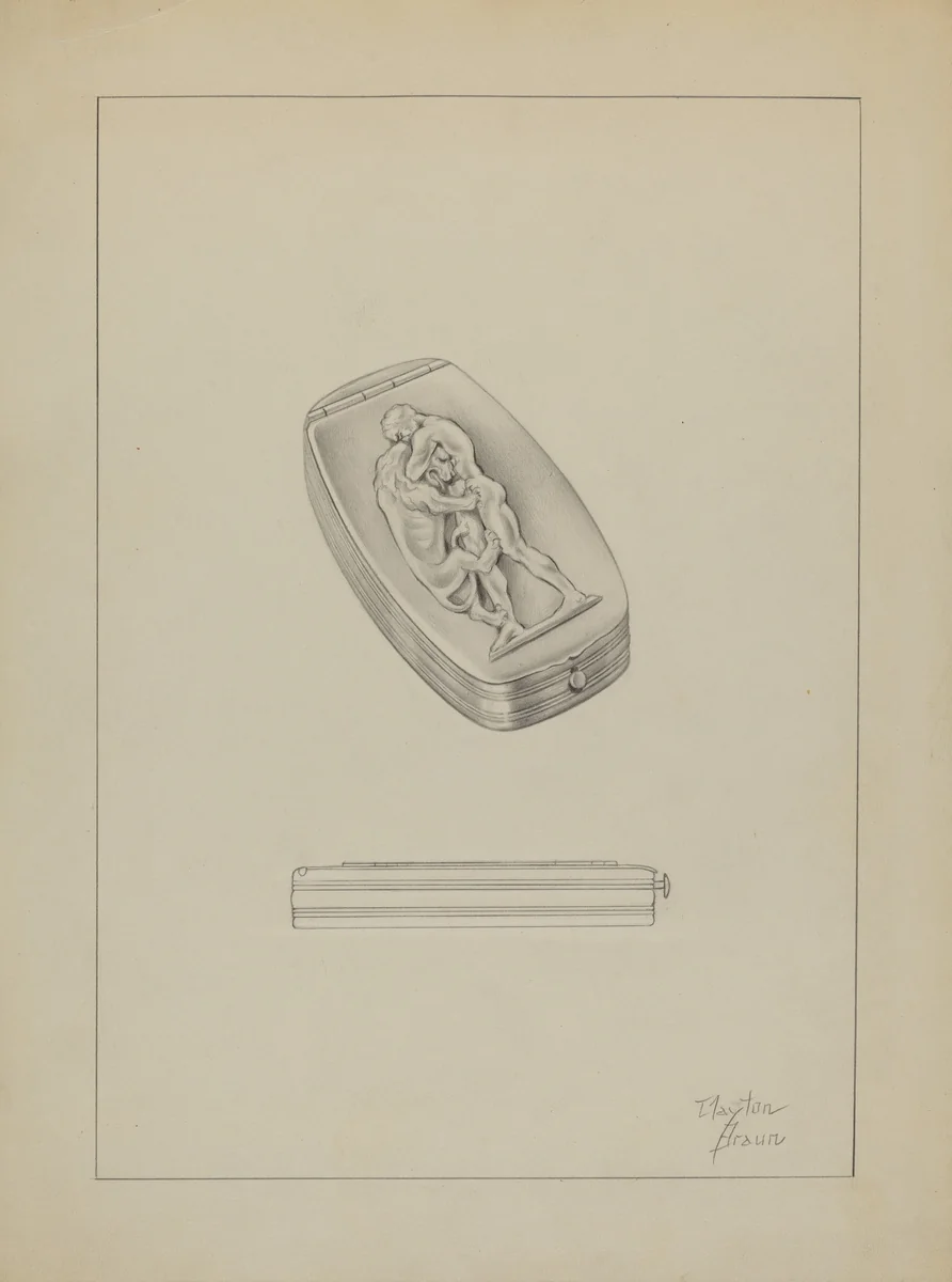 Silver Snuff Box by Clayton Braun, index of american design, 1936