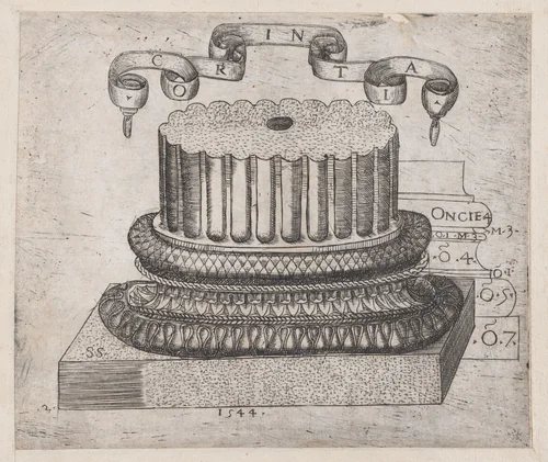 Corinthian base, from "Speculum Romanae Magnificentiae" by Sebastiano Serlio, print, 1544