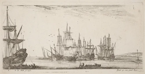 Group of Ships by Stefano della Bella, print, 1644
