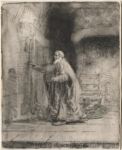 The Blindness of Tobit: The Large Plate by Rembrandt van Rijn, print, 1651