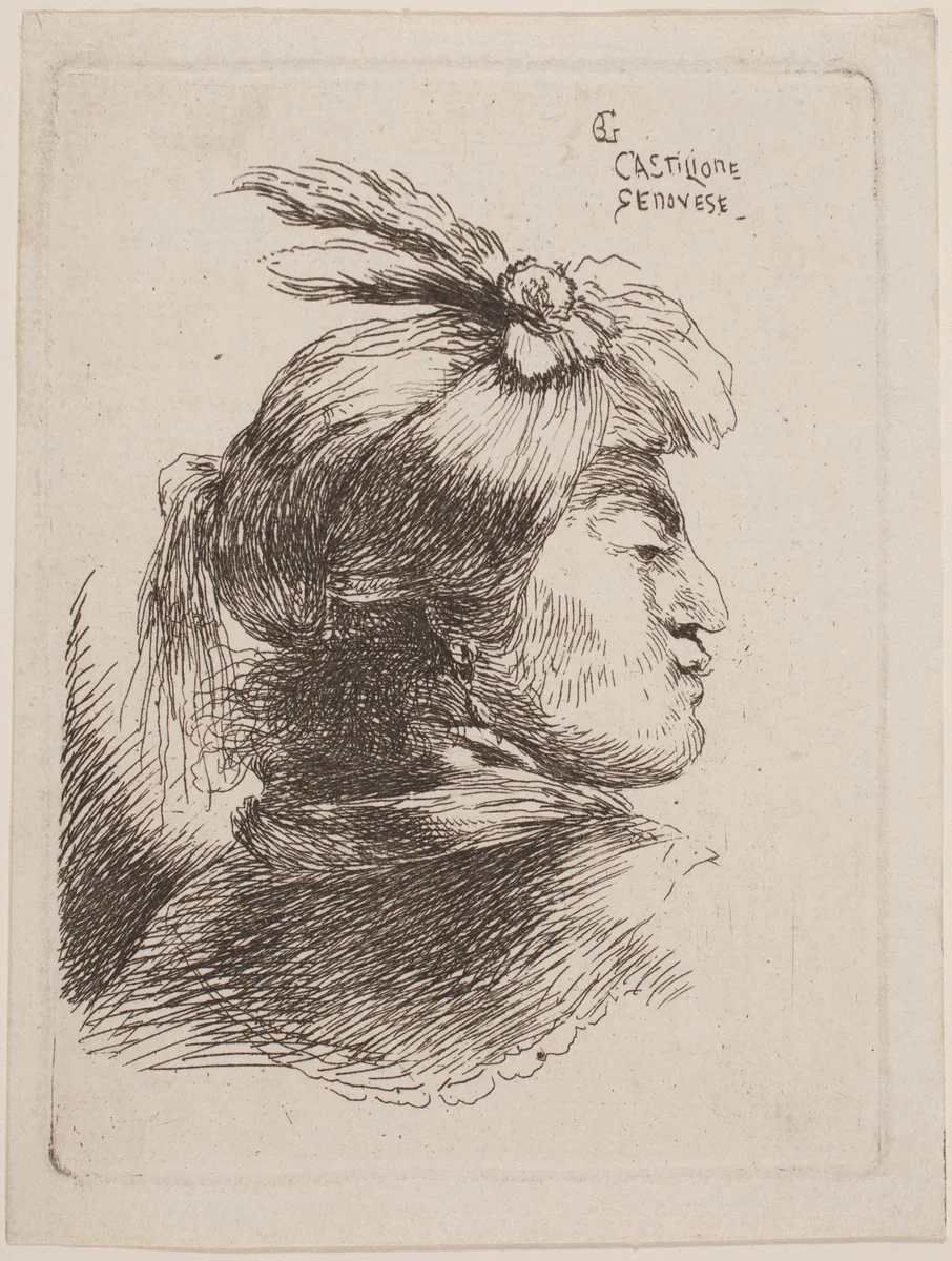 Small Oriental Head by Giovanni Benedetto Castiglione, print, 1640-1650