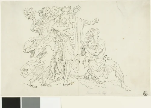 Four Classical Figures by Francois Roettiers or Raymond de Lafage, drawing, 1676-1742